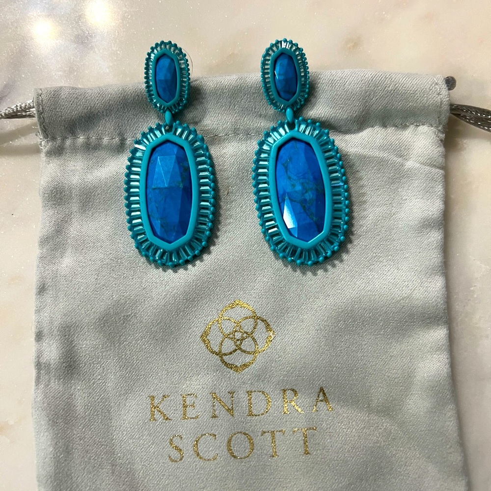 Kendra Scott Kaki Earrings in Matte Blue and Turquoise